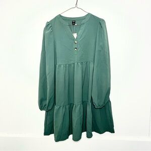 EMERY ROSE green henley ruffle long sleeve dress